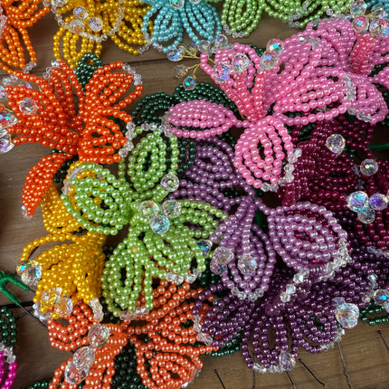 Colorful Luxurious Beaded Tembleques with Murano Crystals Complete Set for Panama Pollera - VivianFongDesignsLLC