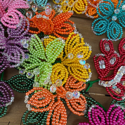 Colorful Luxurious Beaded Tembleques with Murano Crystals Complete Set for Panama Pollera - VivianFongDesignsLLC