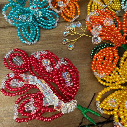Colorful Luxurious Beaded Tembleques with Murano Crystals Complete Set for Panama Pollera - VivianFongDesignsLLC