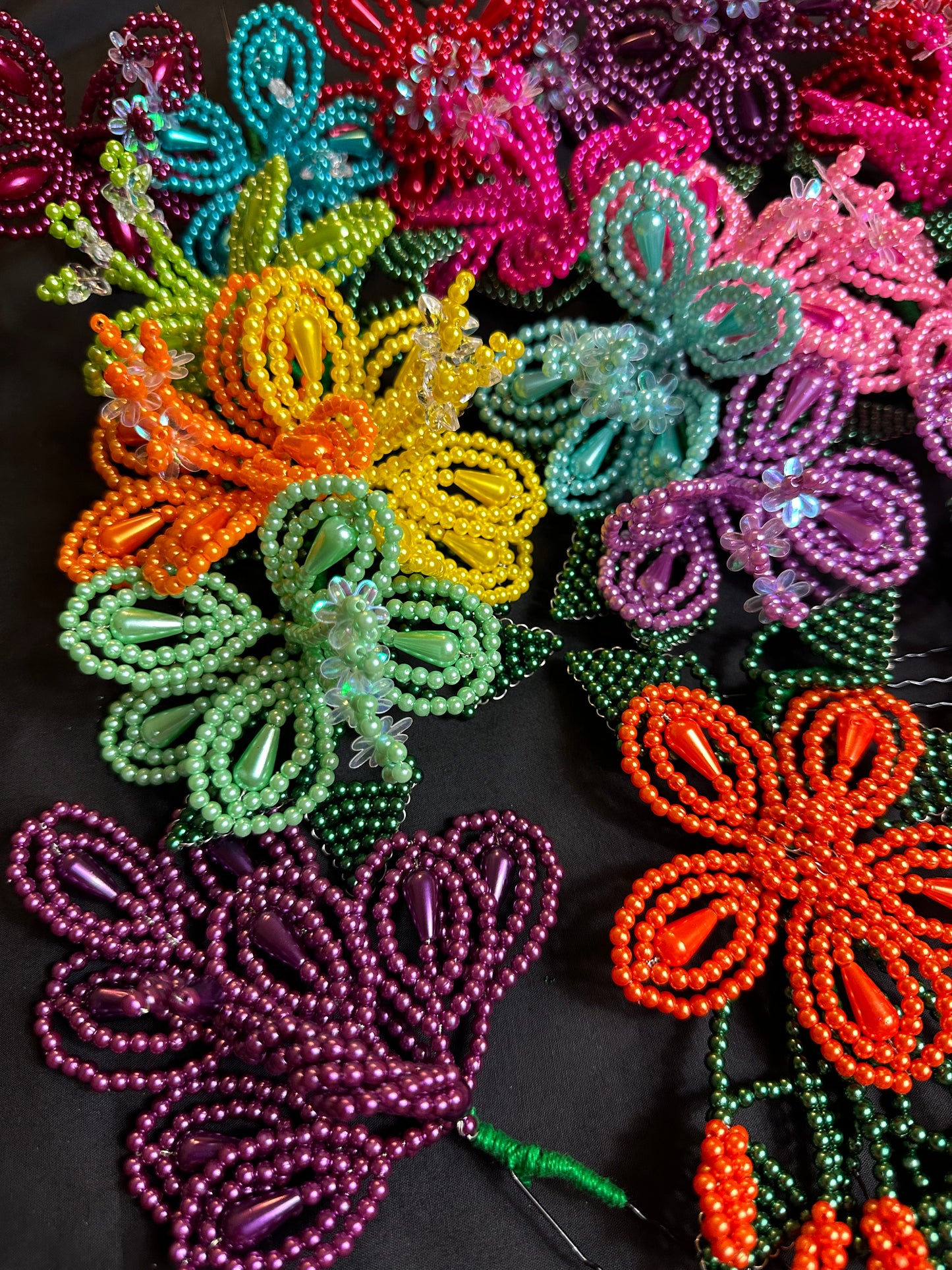 Colorful Beaded Tembleques Complete Set for Panama Pollera