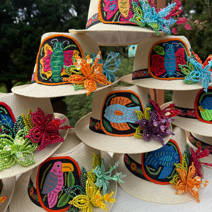 Tembleque and Mola Fedora Panama Hat by Vivian Fong Designs 58cm