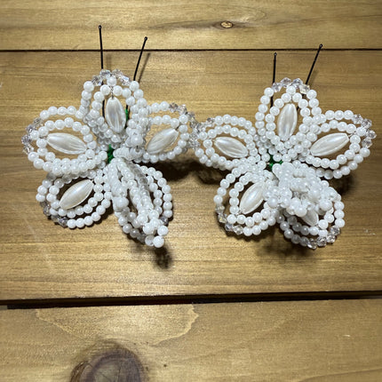 Paire (2) de Tembleque Perlé Fleur Perle Panama Pollera Horquilla Cheveux