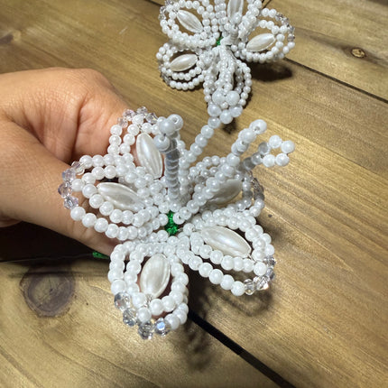 Paire (2) de Tembleque Perlé Fleur Perle Panama Pollera Horquilla Cheveux