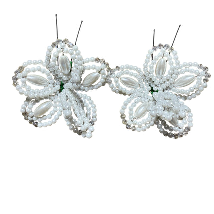 Paire (2) de Tembleque Perlé Fleur Perle Panama Pollera Horquilla Cheveux