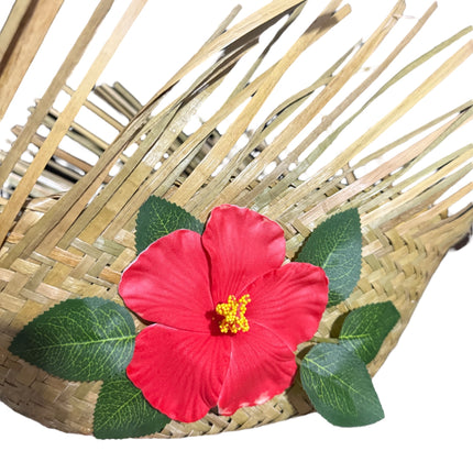 Authentic Puerto Rican Sombrero Pava with Hibiscus Maga Flower