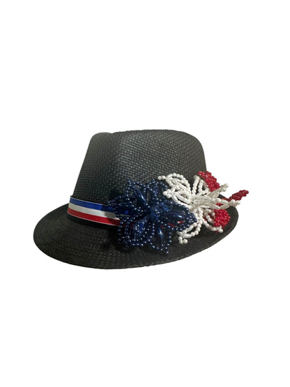 Chapeau Fedora Tembleque Panama - Noir et blanc