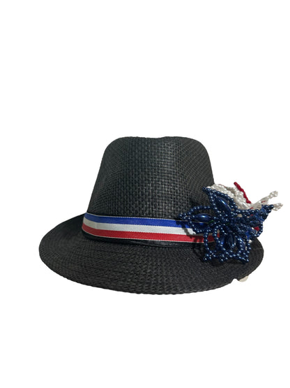 Chapeau Fedora Tembleque Panama - Noir et blanc