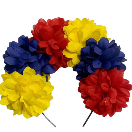 Bandeau à grande couronne de fleurs inspiré du drapeau de la Colombie, du Venezuela et de l'Équateur