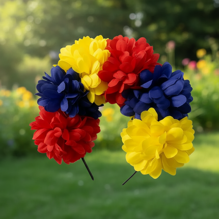Bandeau à grande couronne de fleurs inspiré du drapeau de la Colombie, du Venezuela et de l'Équateur