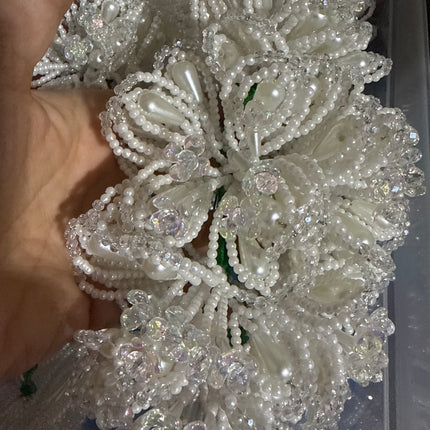 Authentic Tembleques Complete Set in White Pearls and Crystals for Panama Pollera