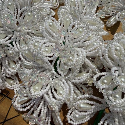 Authentic Tembleques Complete Set in White Pearls and Crystals for Panama Pollera