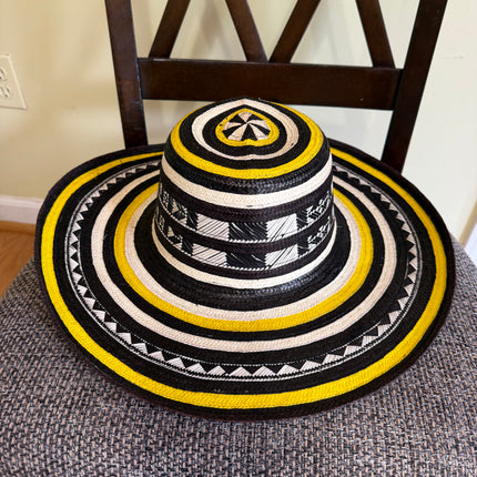 Sombrero Vueltiao Sombrero Colombiano - Caña Flecha para Adulto Amarillo