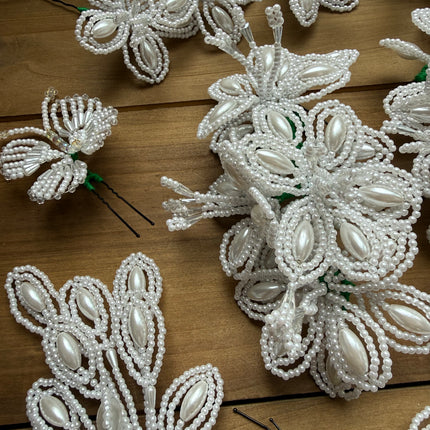 Authentic Tembleques White Pearl Set for Panama Pollera