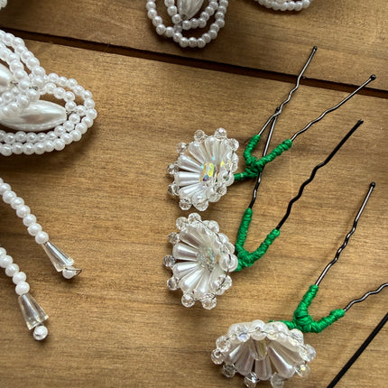 Authentic Tembleques White Pearl Set for Panama Pollera