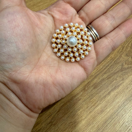 Stainless Steel Mosqueta with Pearls Brooch for Pollera