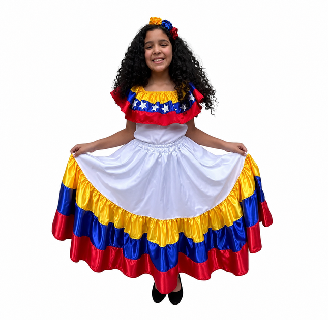 Venezuelan Traditional Girls Satin Dress