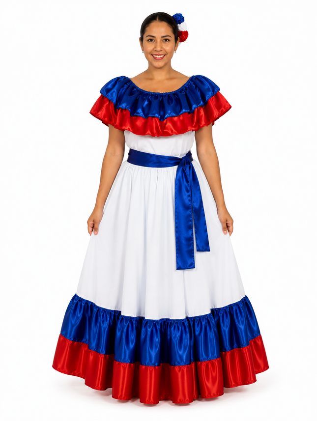 Dominican Republic Dancing Wide Dress in Satin