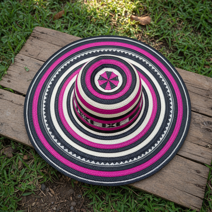 Sombrero Vueltiao Sombrero Colombiano - Caña Flecha para Adulto Rosado