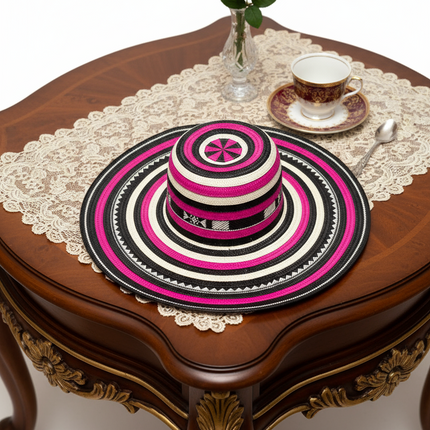 Sombrero Vueltiao Sombrero Colombiano - Caña Flecha para Adulto Rosado