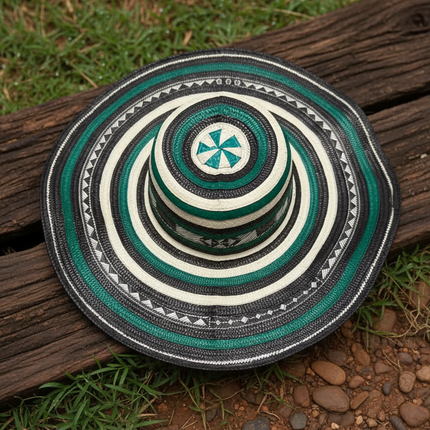 Sombrero Vueltiao Colombian Hat - Caña Flecha for Adulto Verde