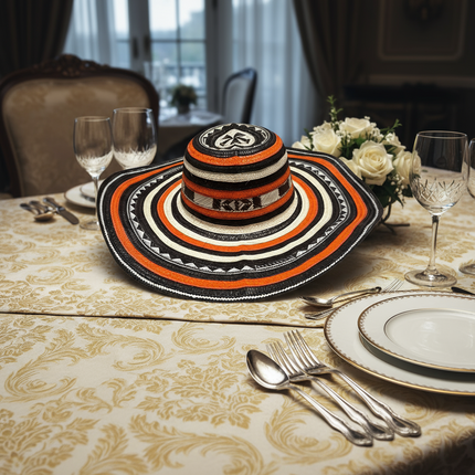 Sombrero Vueltiao Sombrero Colombiano - Caña Flecha para Adulto Anaranjado