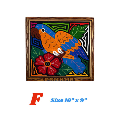 Mola panaméen Authentique Guna San Blas Art textile Broderie unique du Panama avec du bois sculpté à la main