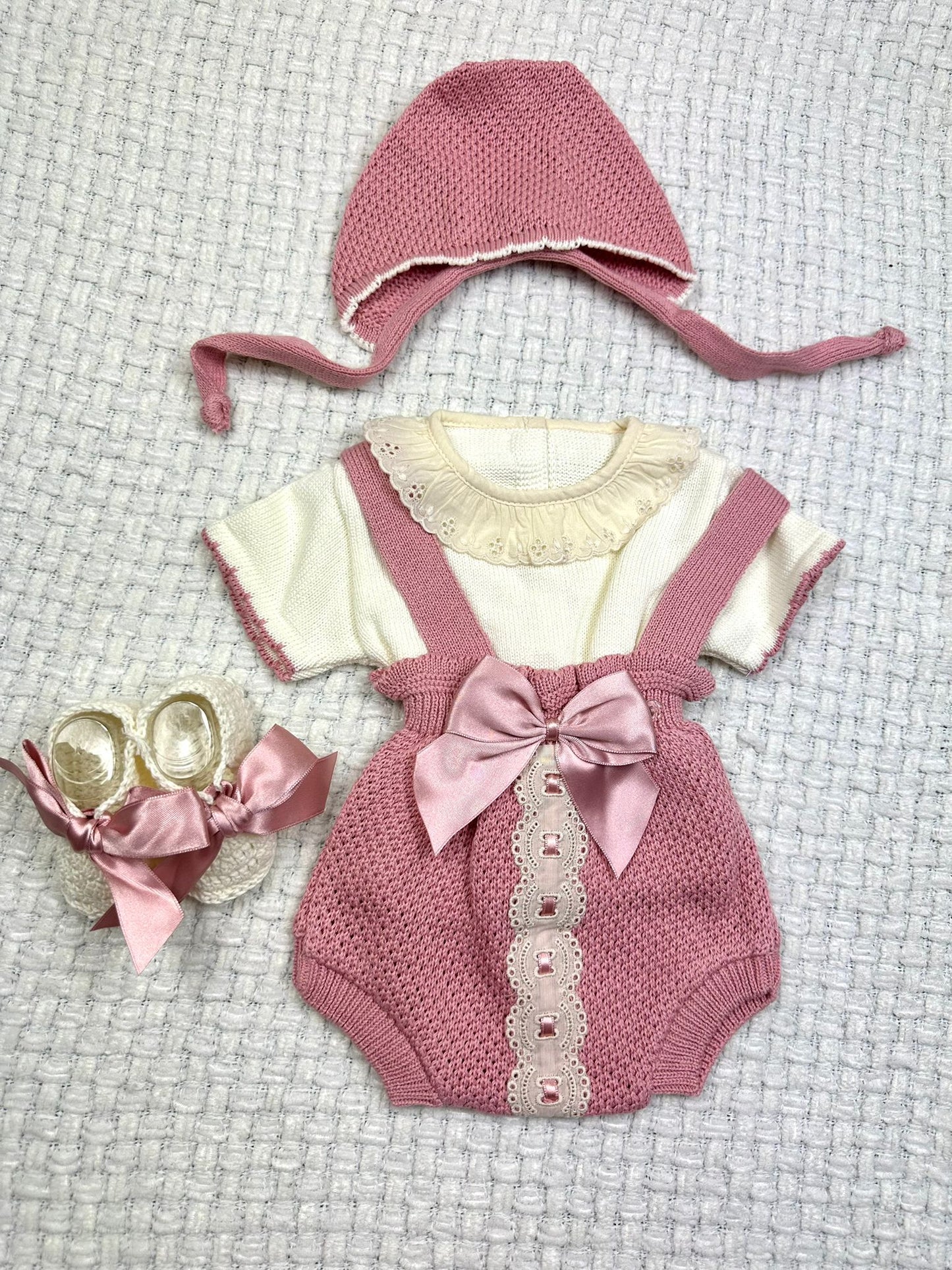 Newborn Knitted Set Hospital Outing Pink Spanish European Style