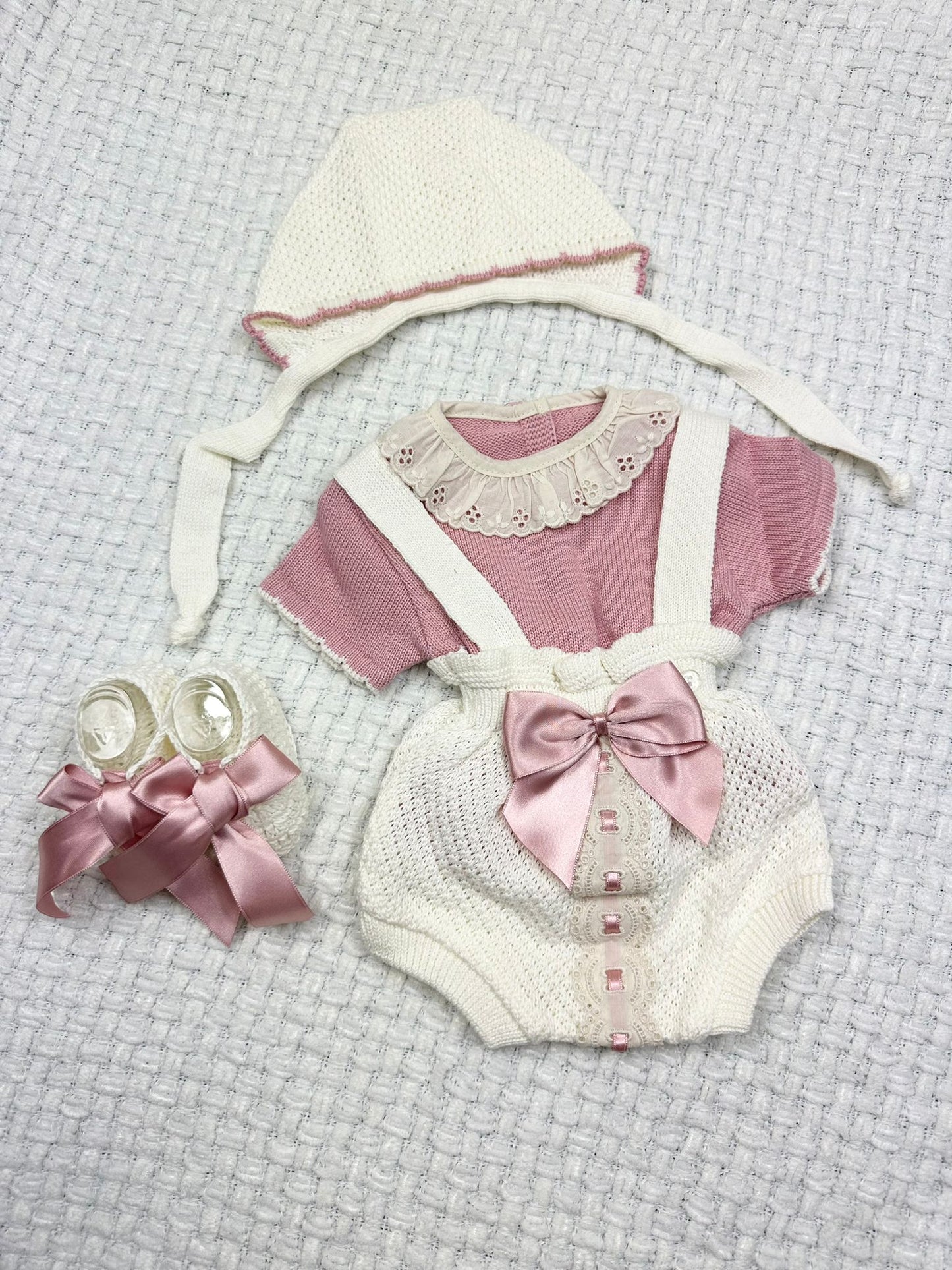 Newborn Knitted Set Hospital Outing Pink Spanish European Style