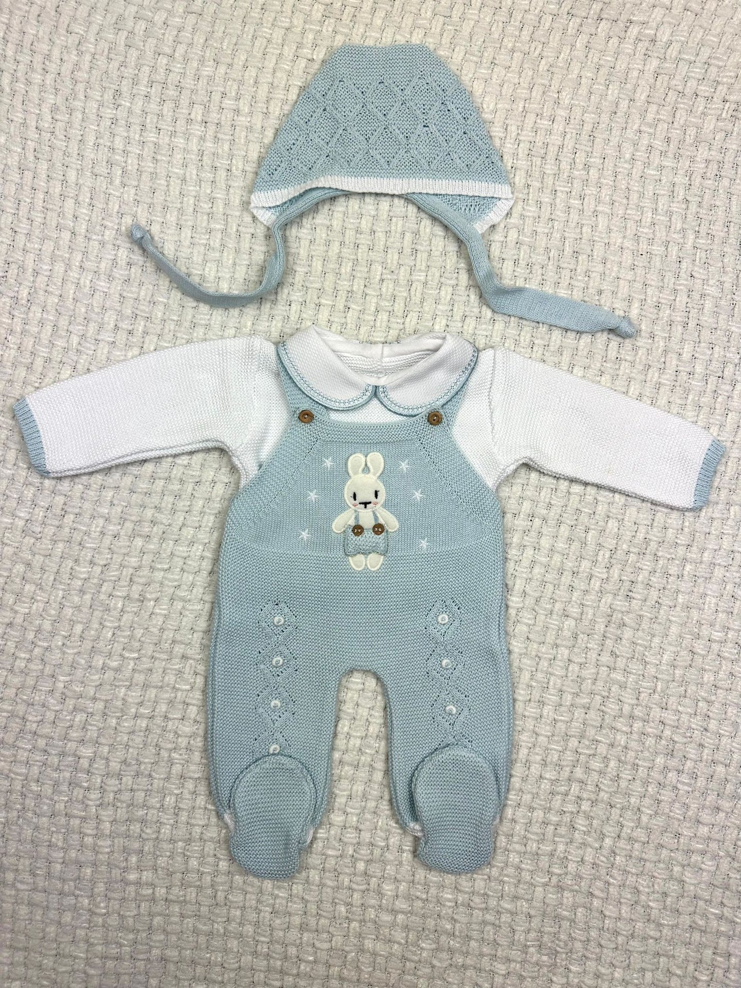 Newborn Knitted Set Hospital Outing Blue Spanish Style