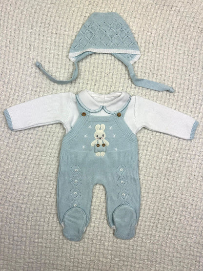 Newborn Knitted Set Hospital Outing Blue Spanish Style