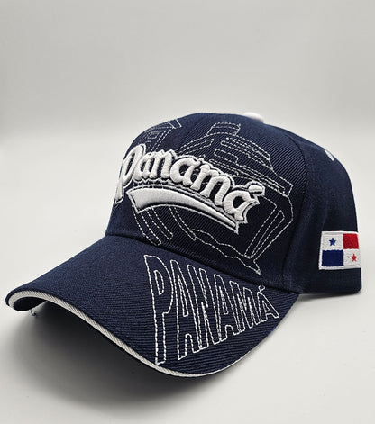 Panama Flag Baseball Cap - Red, Embroidered Panama Hat with Flag and Laurel Design