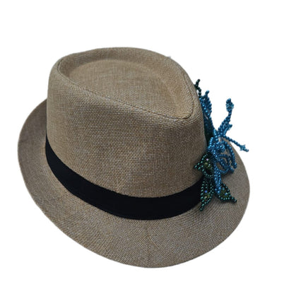 Tembleque Chapeau Fedora Chapeau Panama Panama Printemps/Été Chapeau de Plage Tan Bleu et Turquoise