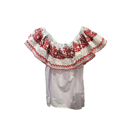Panamanian Blouse with Embroidered Ruffle - Blusa Campesina - VivianFongDesignsLLC