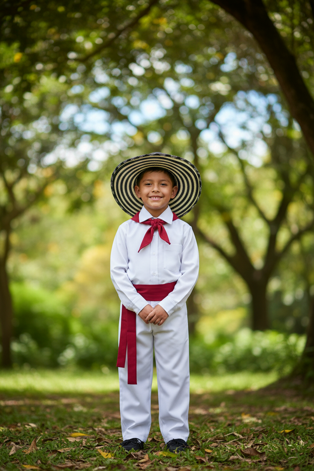 Colombian Dress 5pc Set for Boys with Sombrero Vueltiao [Niño] - VivianFongDesignsLLC