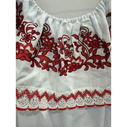 Blusa Panameña con Volante Bordado - Blusa Campesina