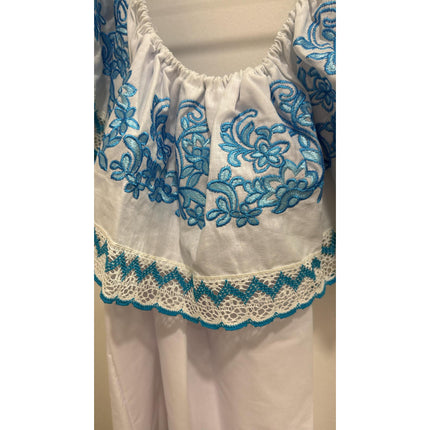 Blusa Panameña con Volante Bordado - Blusa Campesina