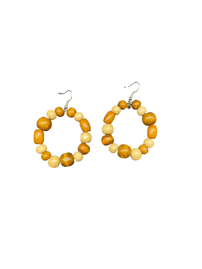 African Wood Bead Earrings for Pollera Congo and Casual Outfits - Vivian Fong Designs