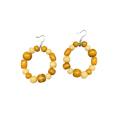 African Wood Bead Earrings for Pollera Congo & Casual Wear - VivianFongDesignsLLC