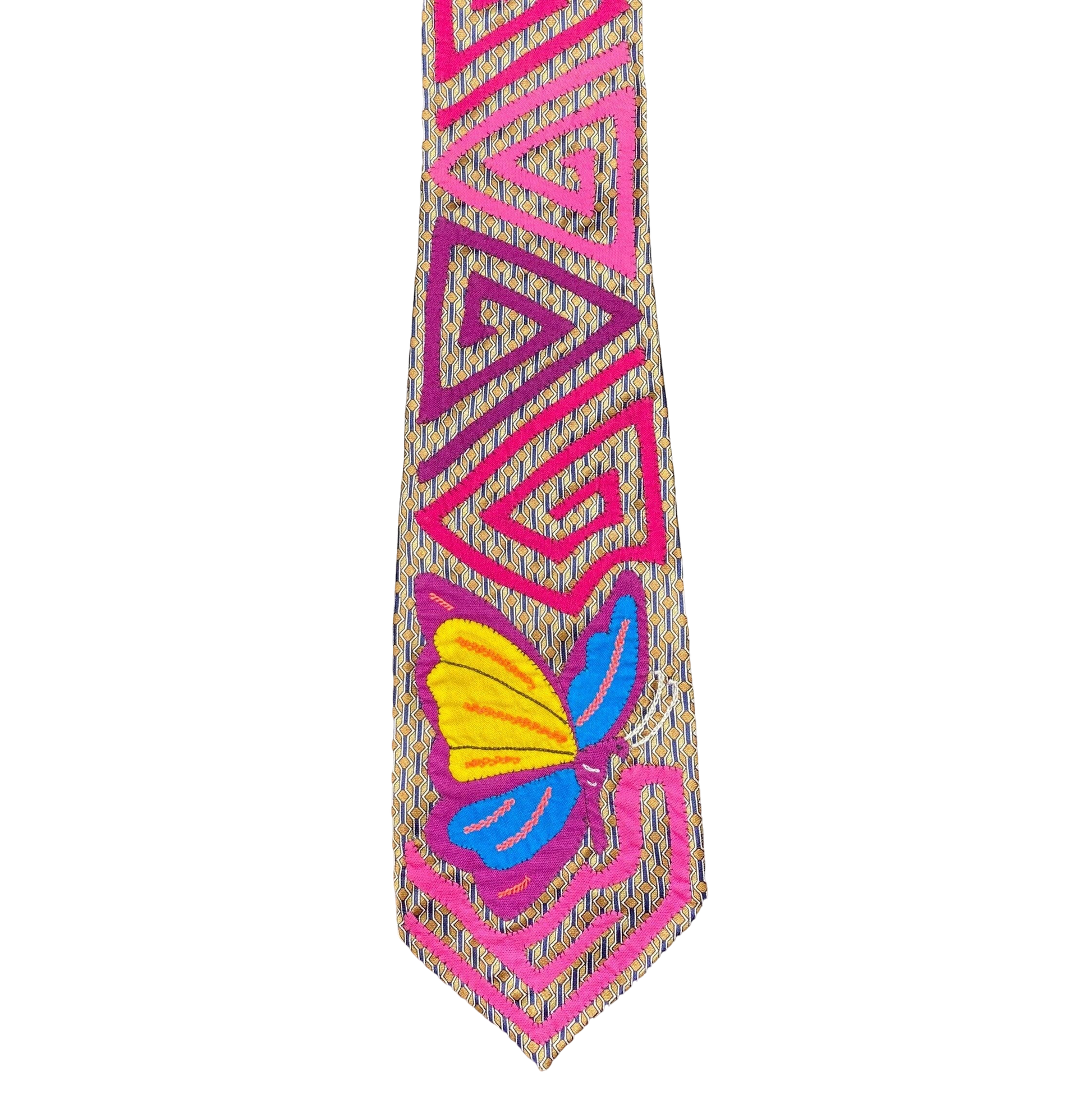 Authentic Mola Necktie Panamanian Art for Men Butterfly - Vivian Fong Designs