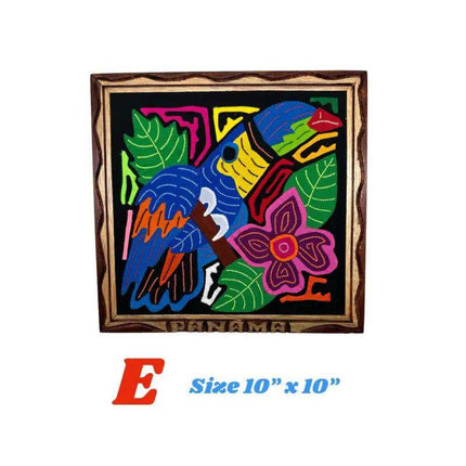 Authentic Panamanian Mola Textile Art with Hand Carved Wood - VivianFongDesignsLLC