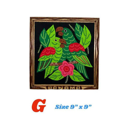 Authentic Panamanian Mola Textile Art with Hand Carved Wood - VivianFongDesignsLLC