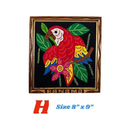 Authentic Panamanian Mola Textile Art with Hand Carved Wood - VivianFongDesignsLLC