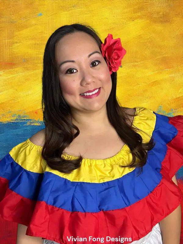 colombian dress designers Colombia Traditional Dress with Blouse and Skirt – VivianFongDesignsLLC