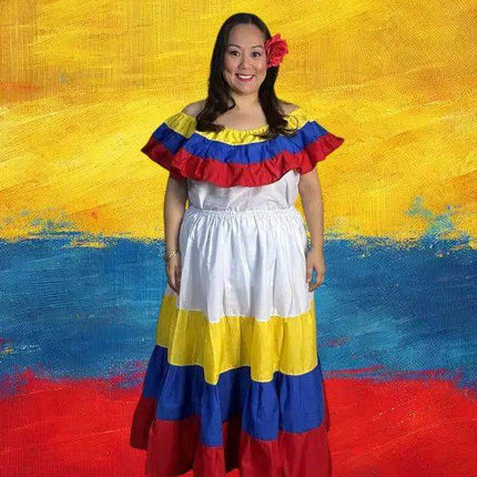 Colombia Traditional Dress with Blouse and Skirt - VivianFongDesignsLLC