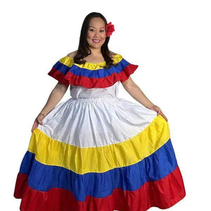 Colombia Traditional Dress with Blouse and Skirt - VivianFongDesignsLLC