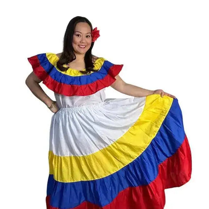 Colombia Traditional Dress with Blouse and Skirt - VivianFongDesignsLLC