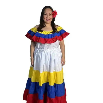 Colombia Traditional Dress with Blouse and Skirt - VivianFongDesignsLLC