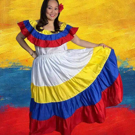 Colombia Traditional Dress with Blouse and Skirt - VivianFongDesignsLLC