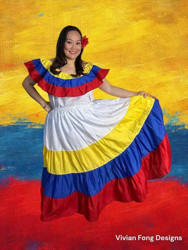 Colombia Traditional Dress with Blouse and Skirt VivianFongDesignsLLC Colombia Traditional Dress with Blouse and Skirt VivianFongDesignsLLC