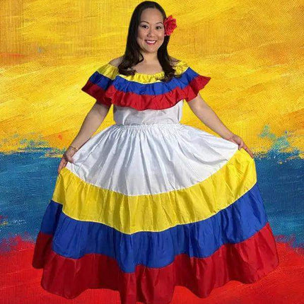 Colombia Traditional Dress with Blouse and Skirt - VivianFongDesignsLLC